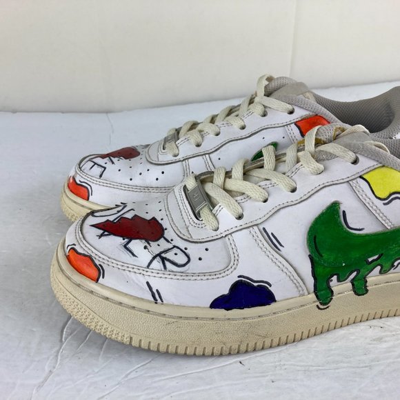 NIKE Air Force 1 AFi Custom Youth Boy Girl Sz 5.5 White Colorful Athletic Shoe - Picture 3 of 11